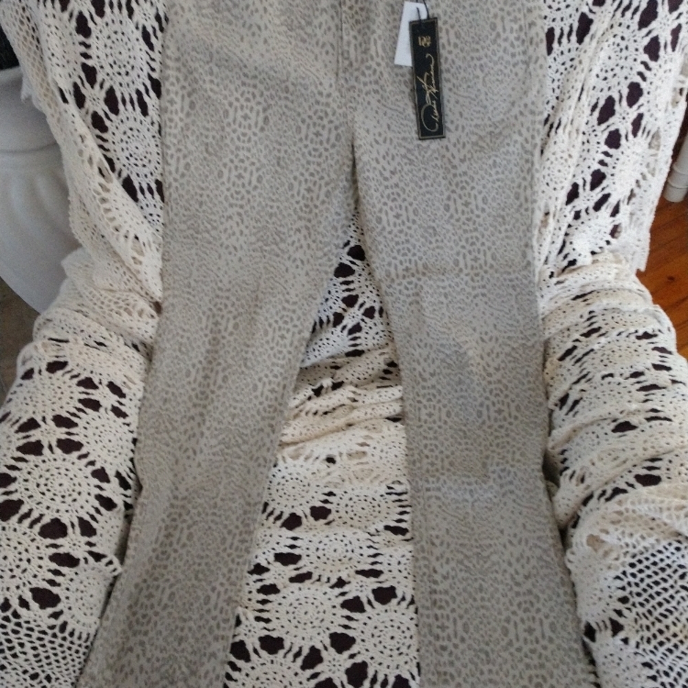 DG2 DIANE GILMAN GREY ANIMAL CHEETAH PRINT JEANS 12T